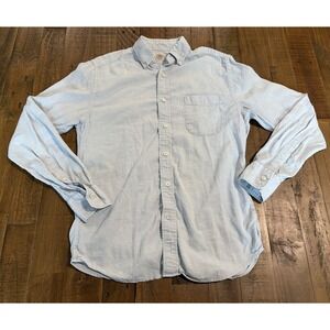 Faherty Button Down Shirt Men's Small Blue Cotton Linen Stretch Summer